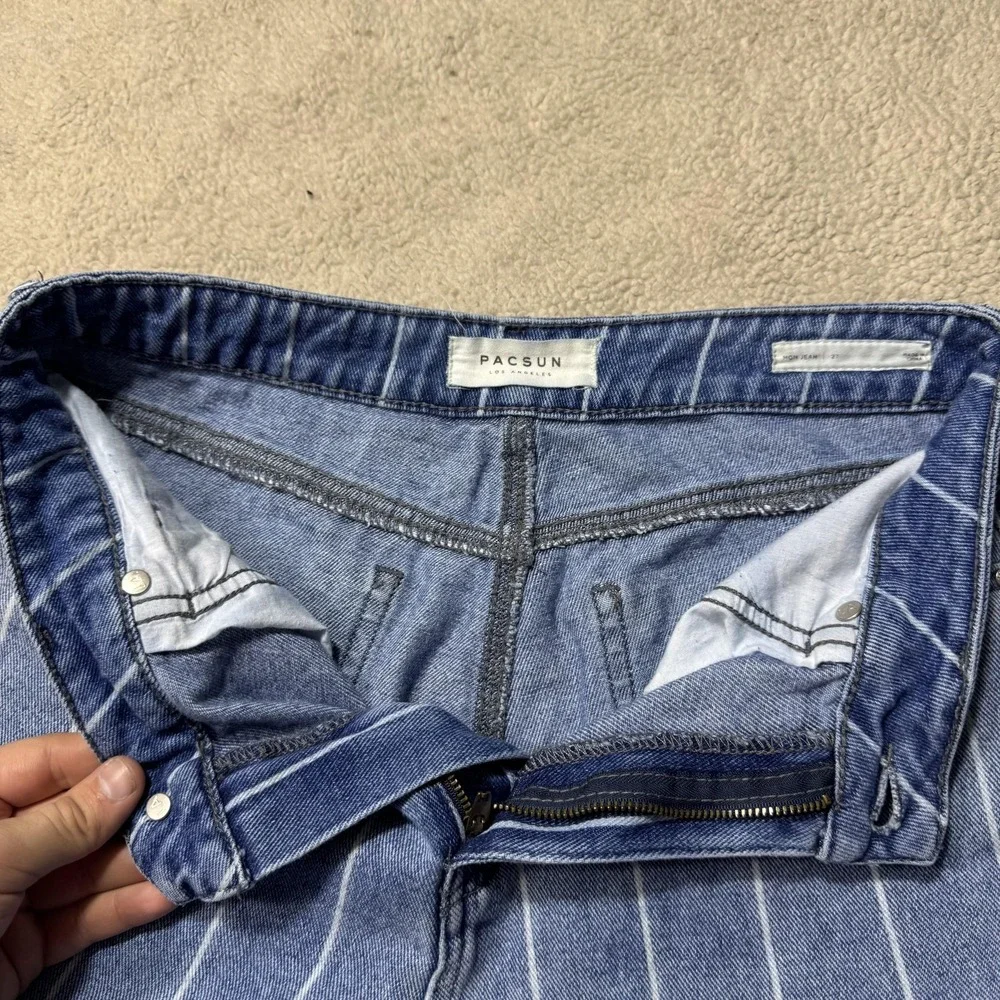 Pacsun Mom Jeans Womens 27 High Rise Pinstripe Relaxed‎ Fit Denim Pants